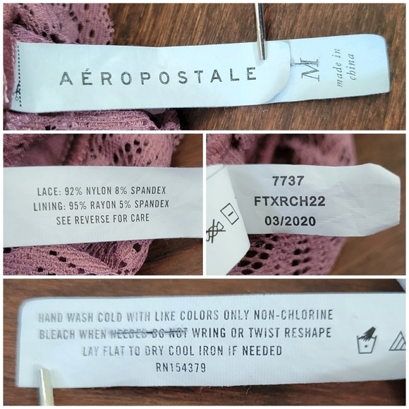 Aeropostale Lace Triangle Bralette Size M Dusty Rose Adjustable Straps Unpadded - Picture 5 of 10